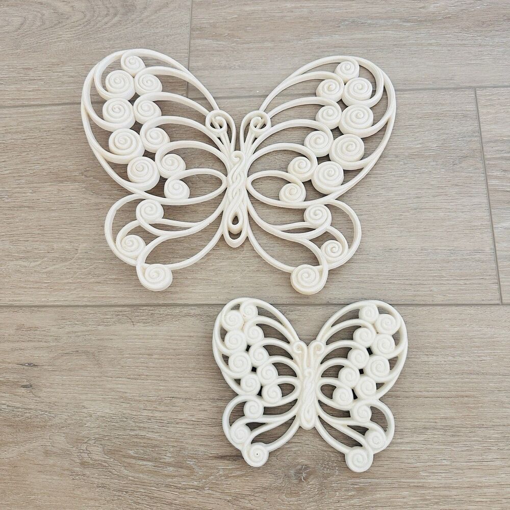 2 Vintage 1976 Burwood Butterfly 1629 Wall Hanging Patio Decor MCM Mid Century